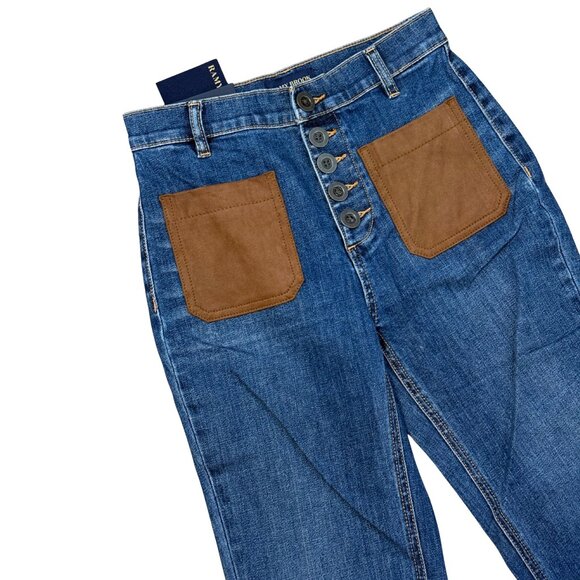 776. RAMY BROOK Cindy Faux Suede Trim Flare Jean Stretch $345 NWT Sz 26 - Picture 7 of 8